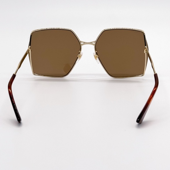 NEW GUCCI GG0817S 002 GEOMETRIC GOLD BROWN WOMEN SUNGLASSES GUCCI - Picture 9 of 14